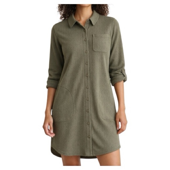 Duluth Trading Co Dresses & Skirts - Duluth Trading Company Green Burly Thermal Waffle Knit Shirt Dress - Size Large